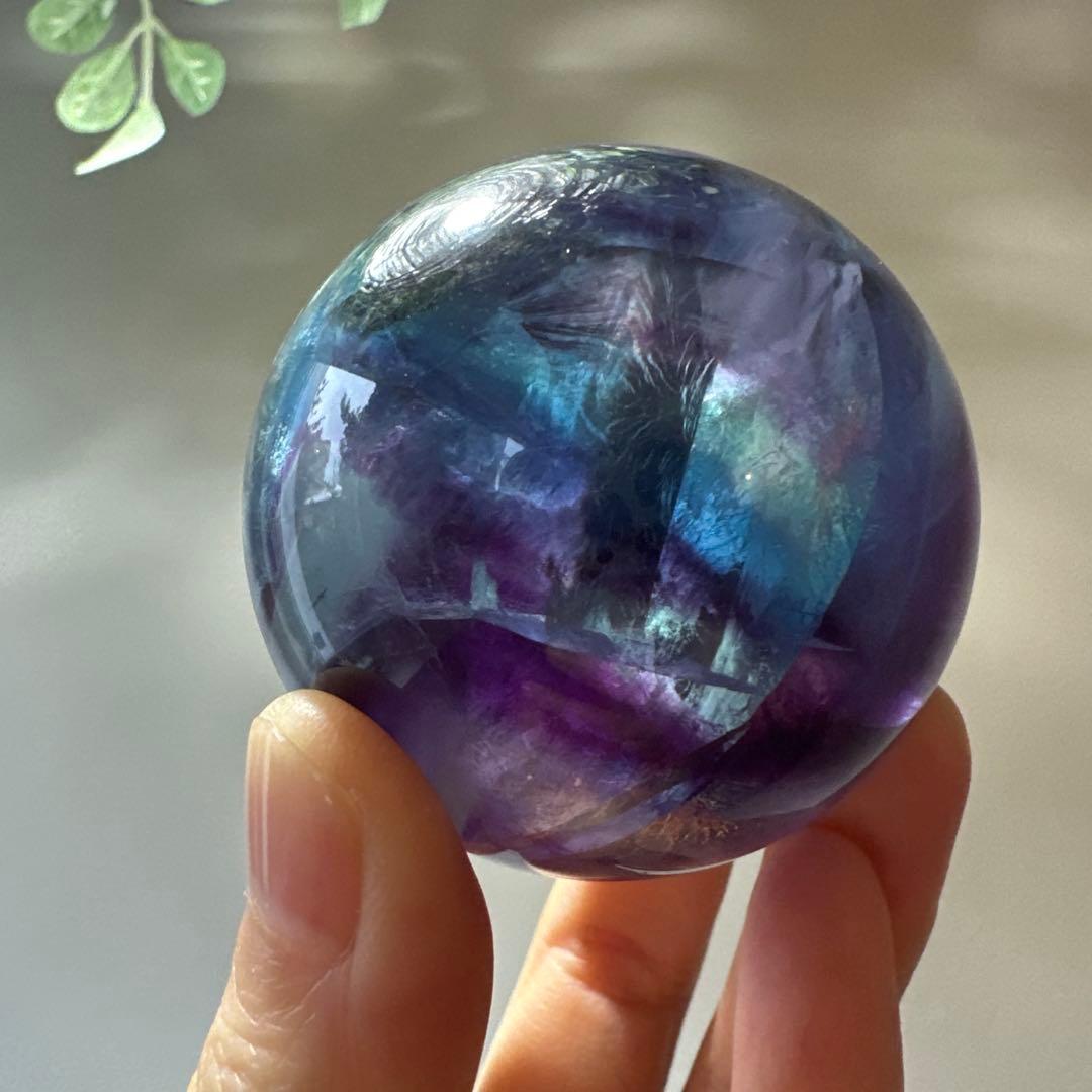ブルーフローライト　スフィア　5.1㎝　224.2g フローライト　透明感　青