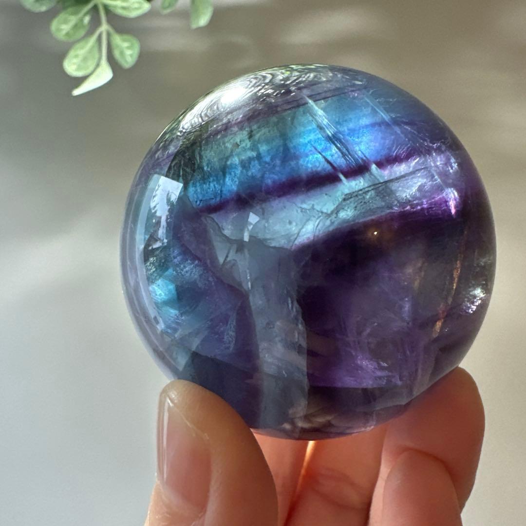 ブルーフローライト　スフィア　5.1㎝　224.2g フローライト　透明感　青