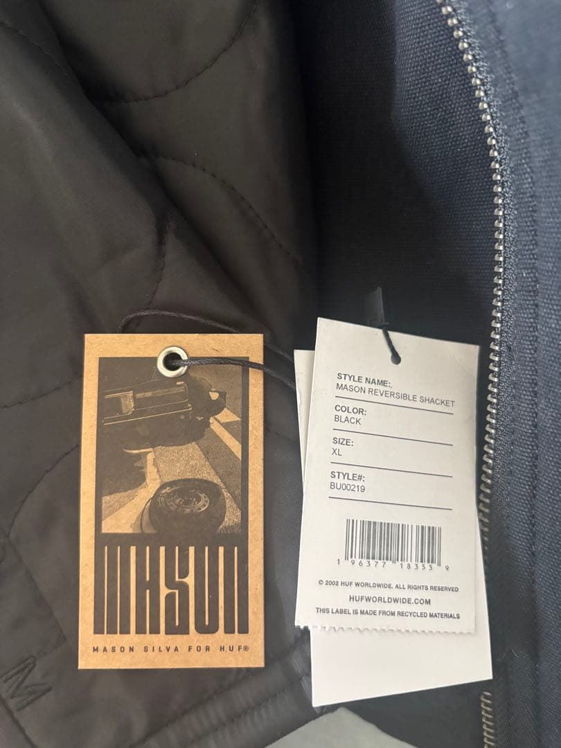 HUF MASON REVERSIBLE SHACKET BLACK XL未使用