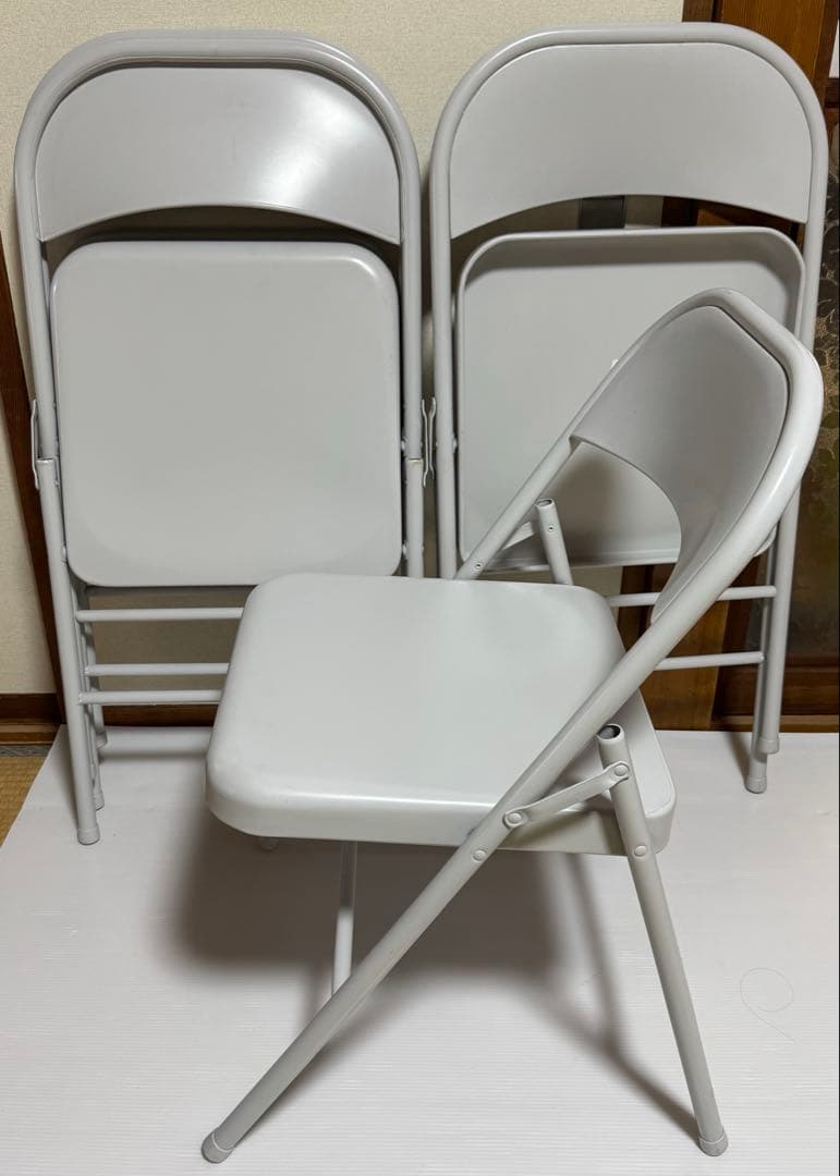 米軍放出品　MECO 折り畳みイス オフィス パイプ椅子 4脚