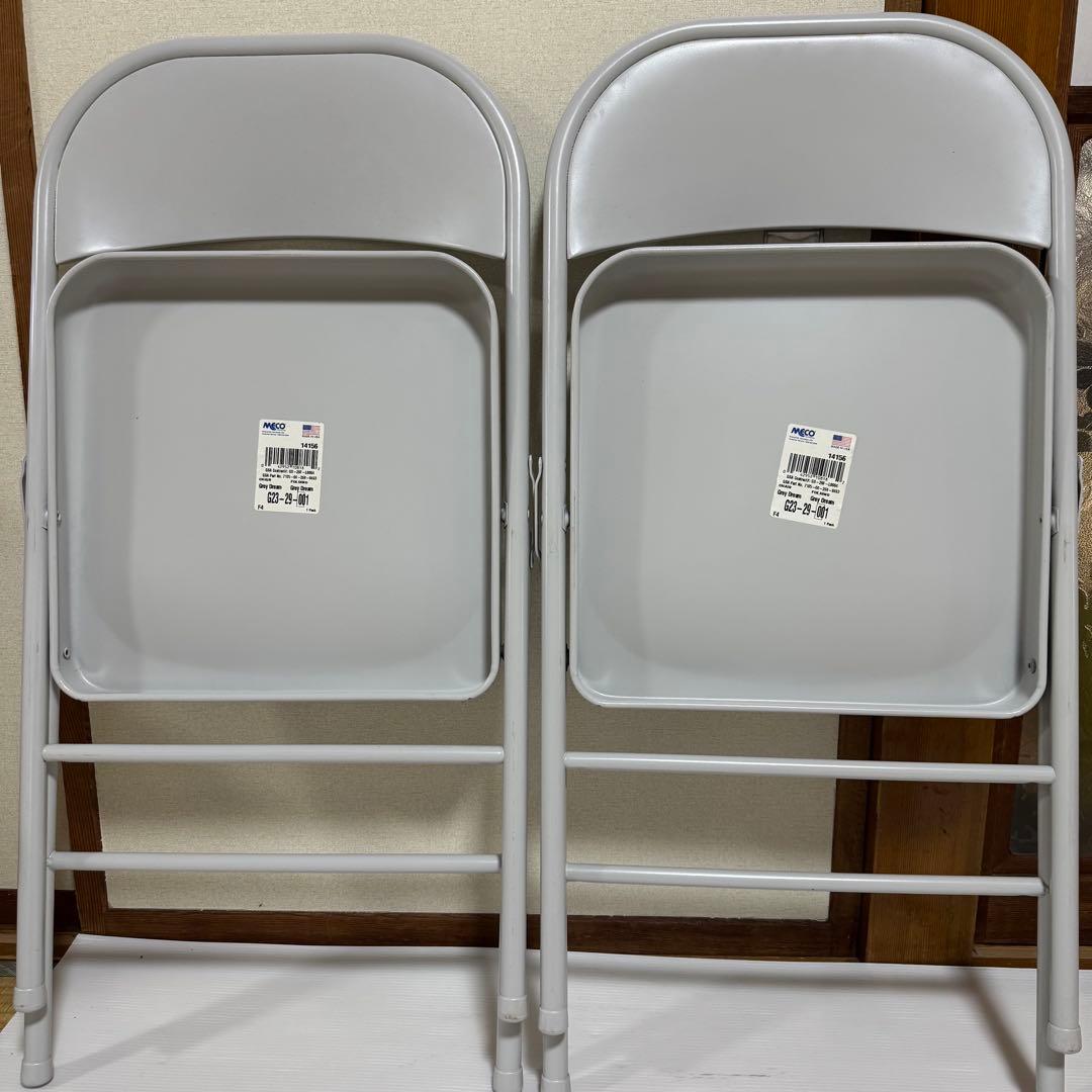 米軍放出品　MECO 折り畳みイス オフィス パイプ椅子 4脚