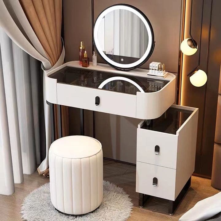 ドレッサー ベージュ　化粧台 おしゃれ テーブル 安い シンプル 椅子付き