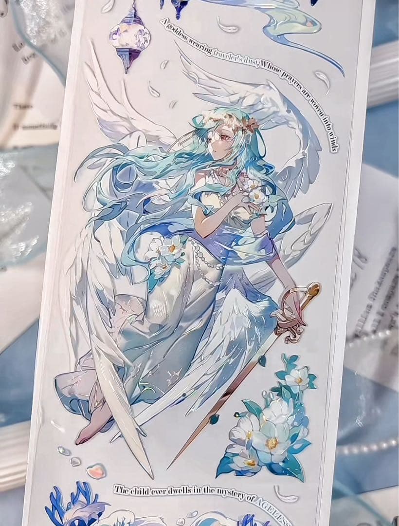 【9468】海外　マステ3/5/巻　貝殻光マスキングテープ　天使　女の子　人物系