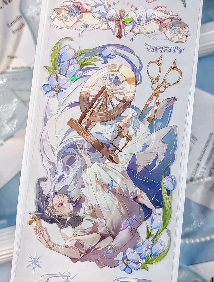 【9468】海外　マステ3/5/巻　貝殻光マスキングテープ　天使　女の子　人物系