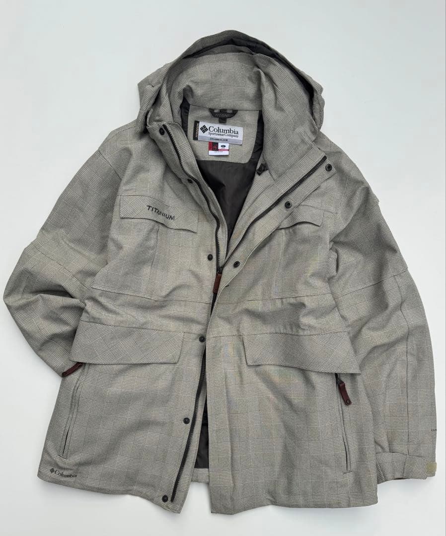 N*e様 Columbia TITANIUM スノーボードジャケットグレーチェッ