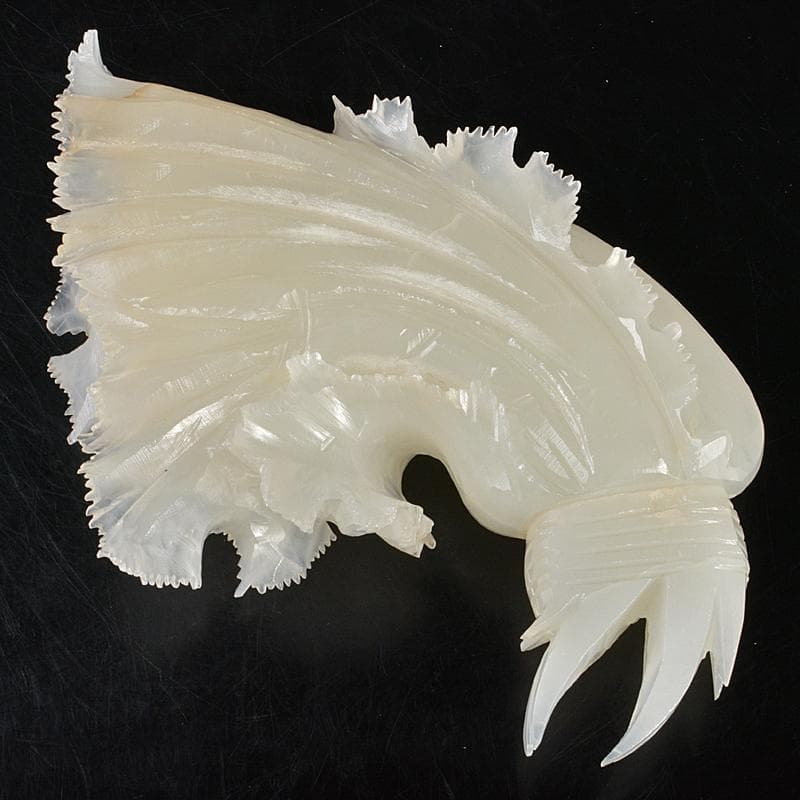 中国　玉石白玉彫刻　白菜　置物　唐木台付　V　R7211B