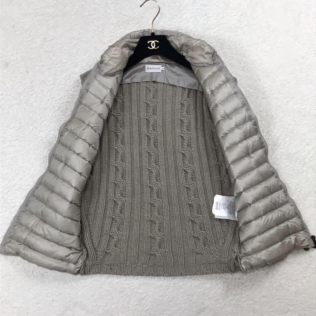 【希少】モンクレール ケーブルニット切り替えダウンベスト ベージュ　S