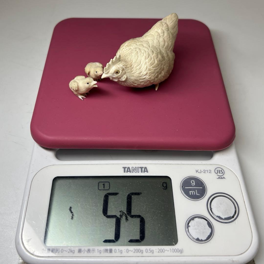 極上 和彫 鶏親子置物 55g 東キ8-0206☆2F トヒサ