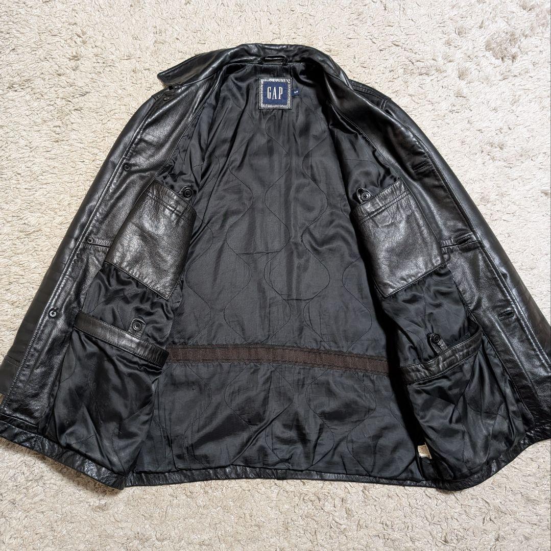 00s OLD GAP レザー カーコート 牛革 ブラック Ｓ 野村訓市
