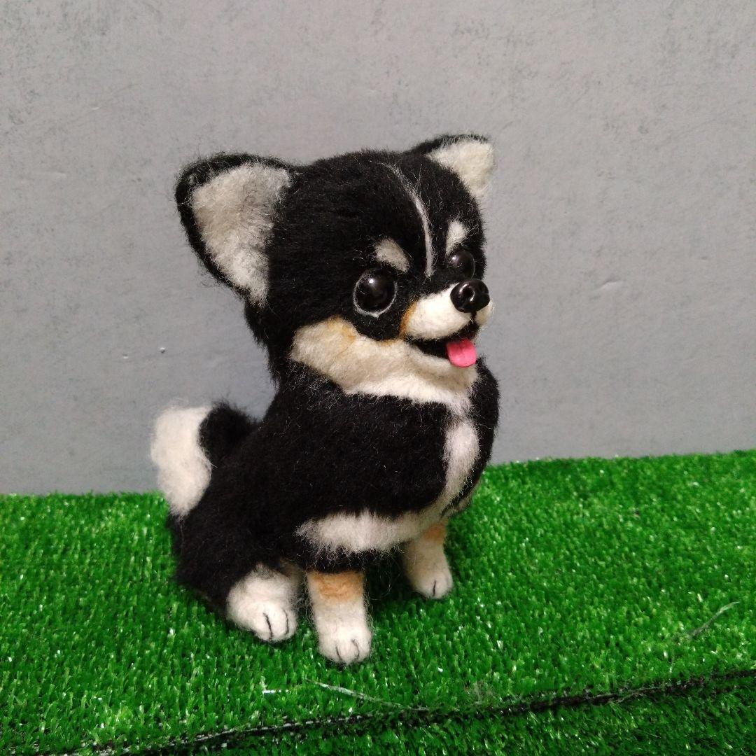 羊毛フェルト　チワワ　ブラックタン　ハンドメイド　犬