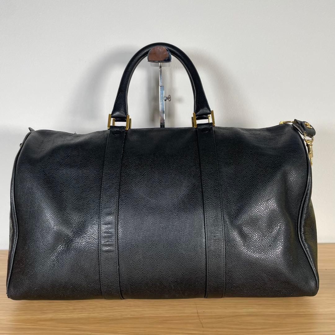 シャネル ボストンバッグ ハンドバッグ キャビアスキン　レザー ブラック