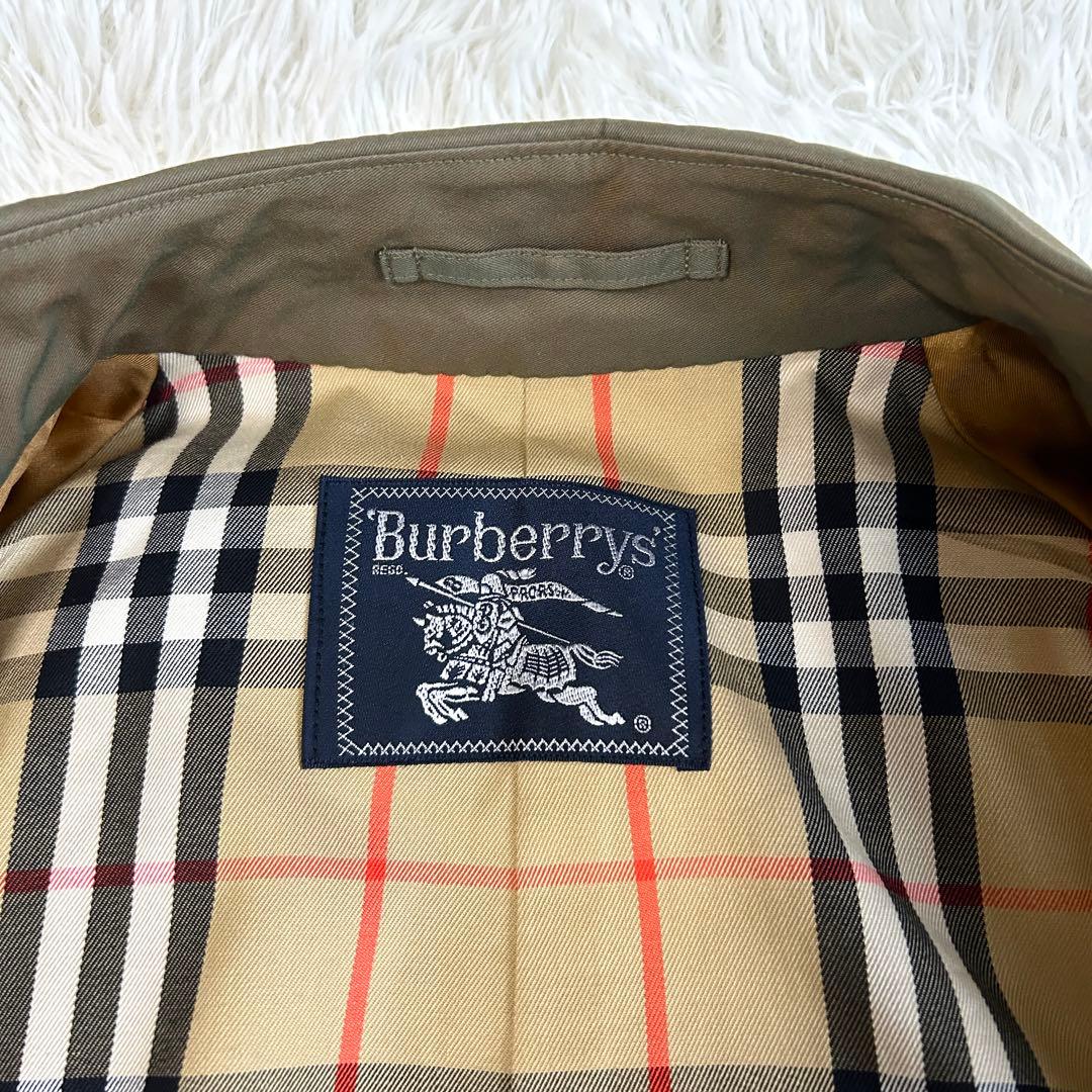 未使用級！バーバリー　トレンチコート　ベルト完備　玉虫色　ロング丈　Lサイズ相当