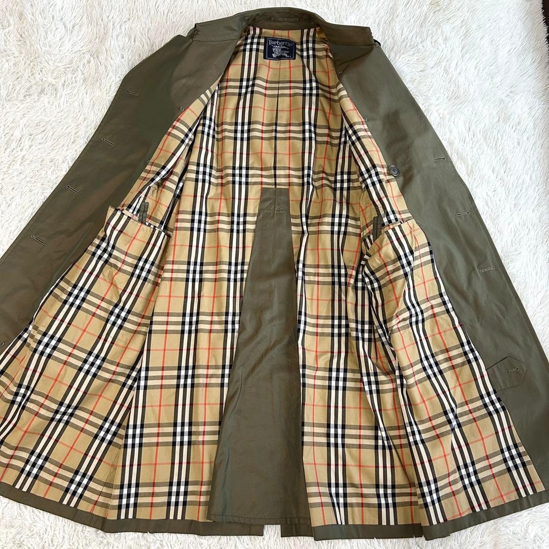未使用級！バーバリー　トレンチコート　ベルト完備　玉虫色　ロング丈　Lサイズ相当