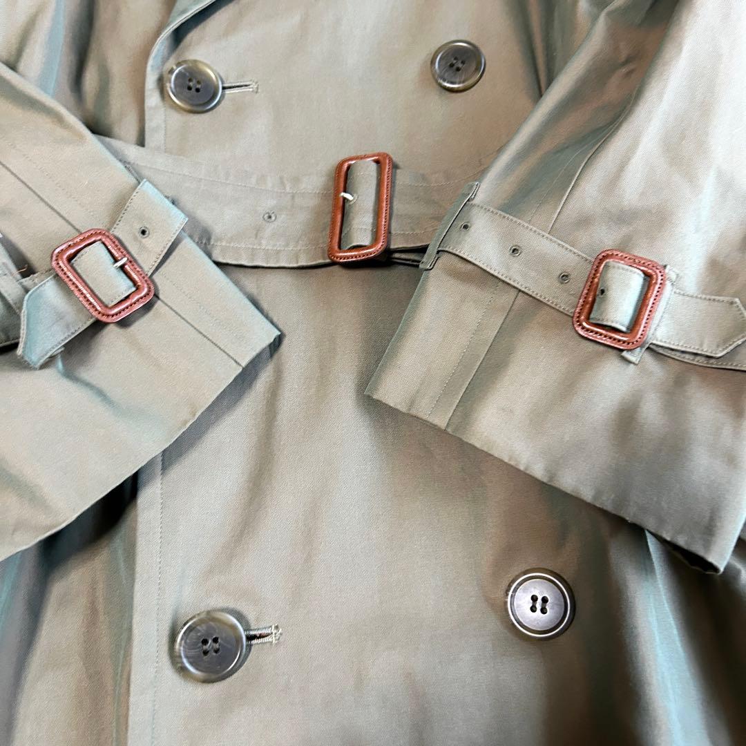 未使用級！バーバリー　トレンチコート　ベルト完備　玉虫色　ロング丈　Lサイズ相当