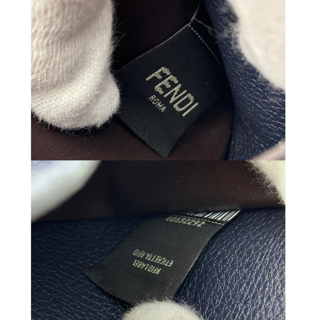 【極美品】 フェンディ 折り財布 セレリア 現行 ブルー ロゴ金具 箱、布袋付