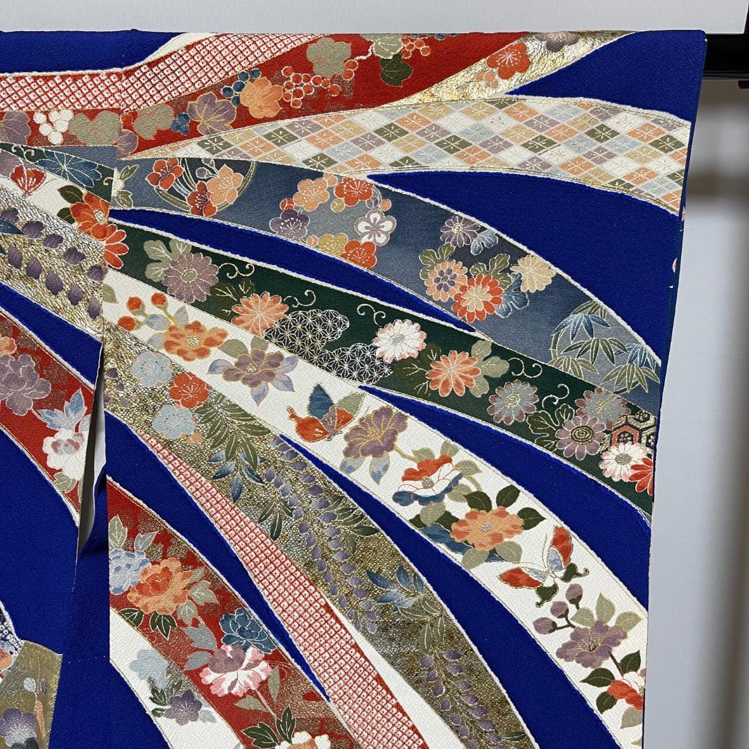 【新品未使用・仕立上・正絹】振袖－４＜金銀彩柄・ぼかし染め＞丈１５７㎝　裄６３㎝