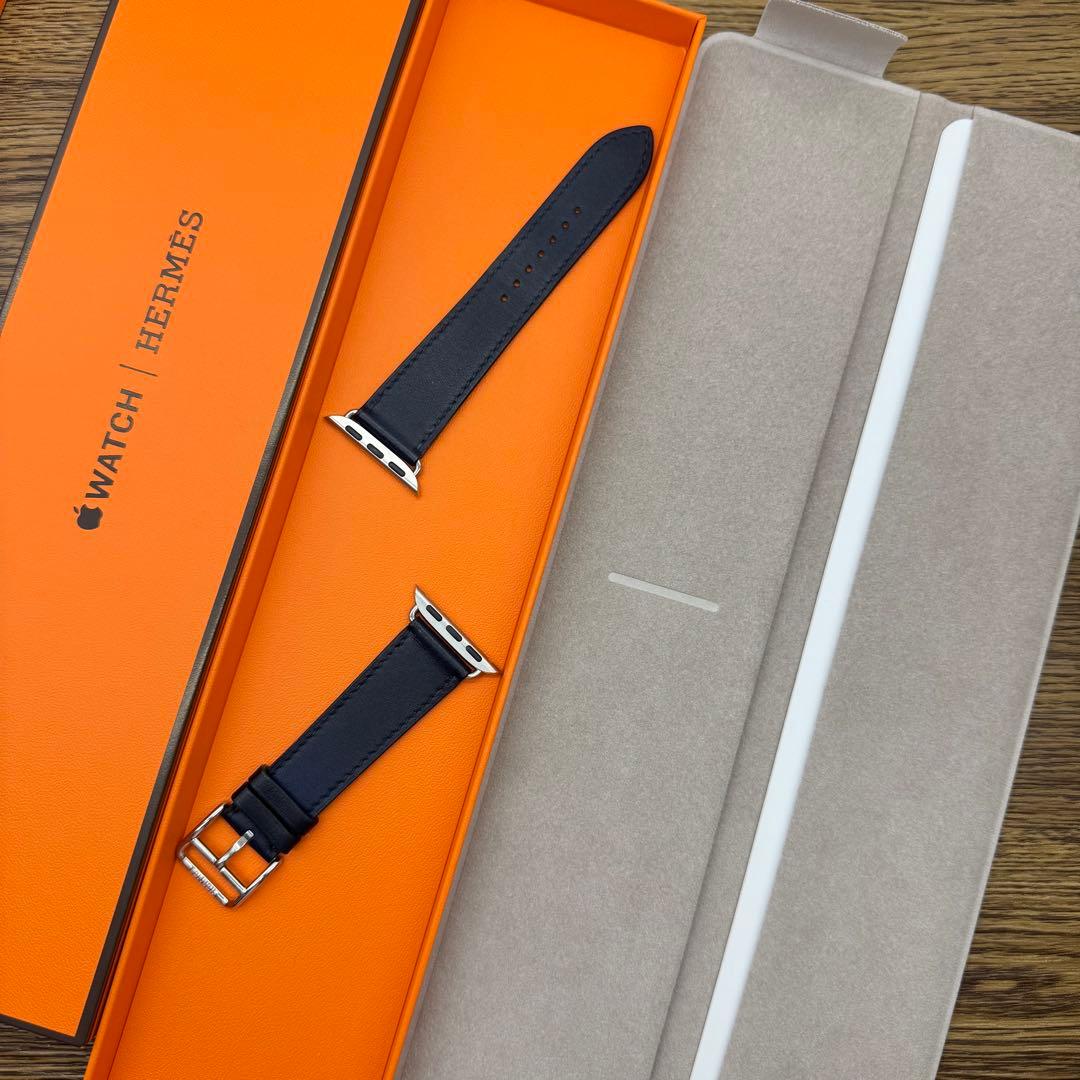 2513 ほぼ未使用　Apple Watch エルメス　ネイビー　レザー