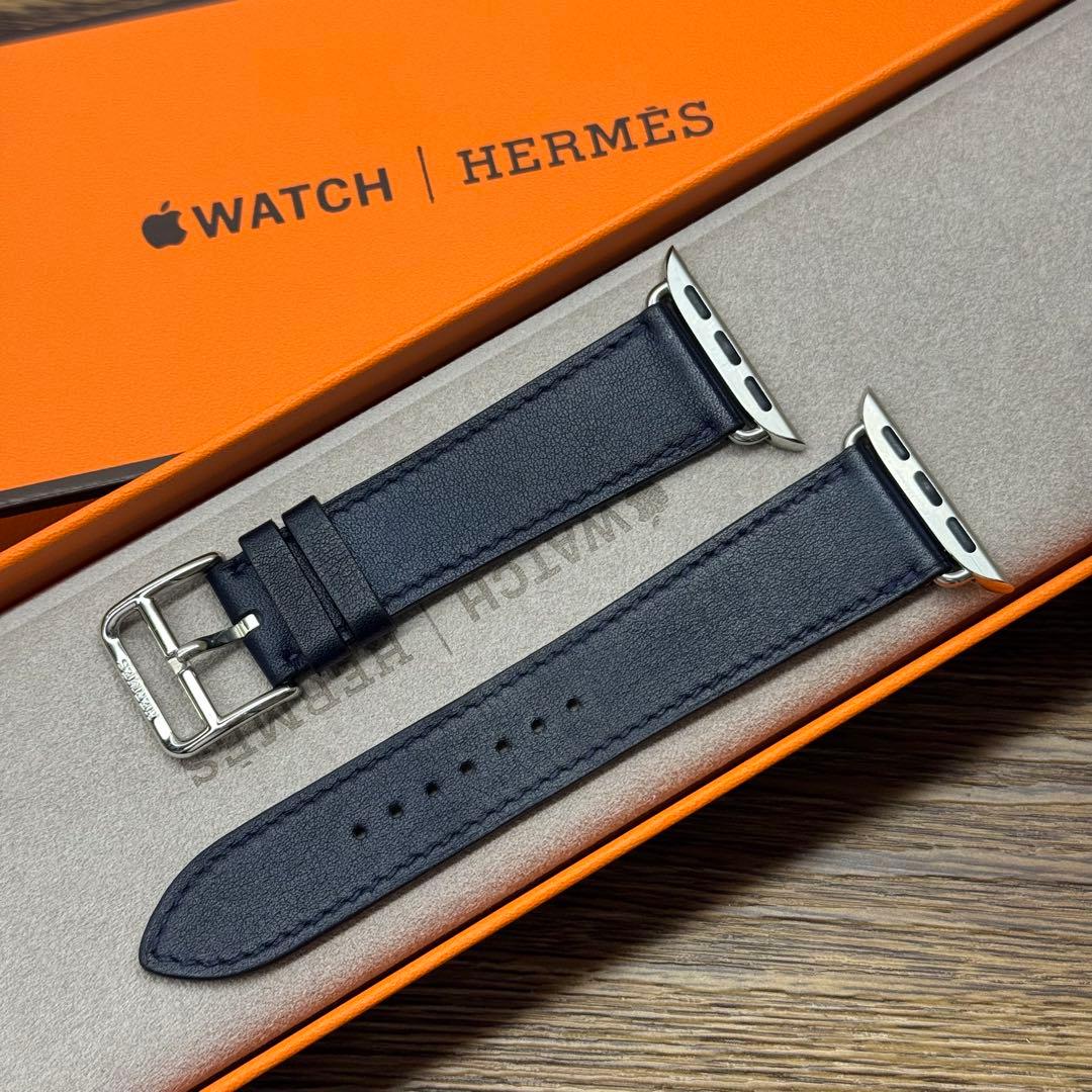 2513 ほぼ未使用　Apple Watch エルメス　ネイビー　レザー