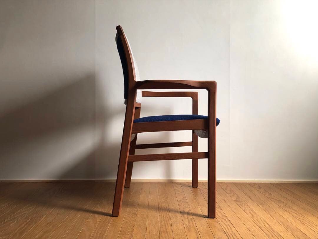 日田工芸 チーク無垢材 アームチェア① 生地新調 デスクチェア 工芸椅子