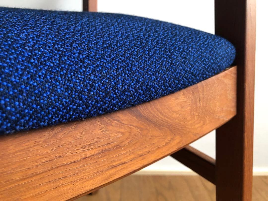 日田工芸 チーク無垢材 アームチェア① 生地新調 デスクチェア 工芸椅子