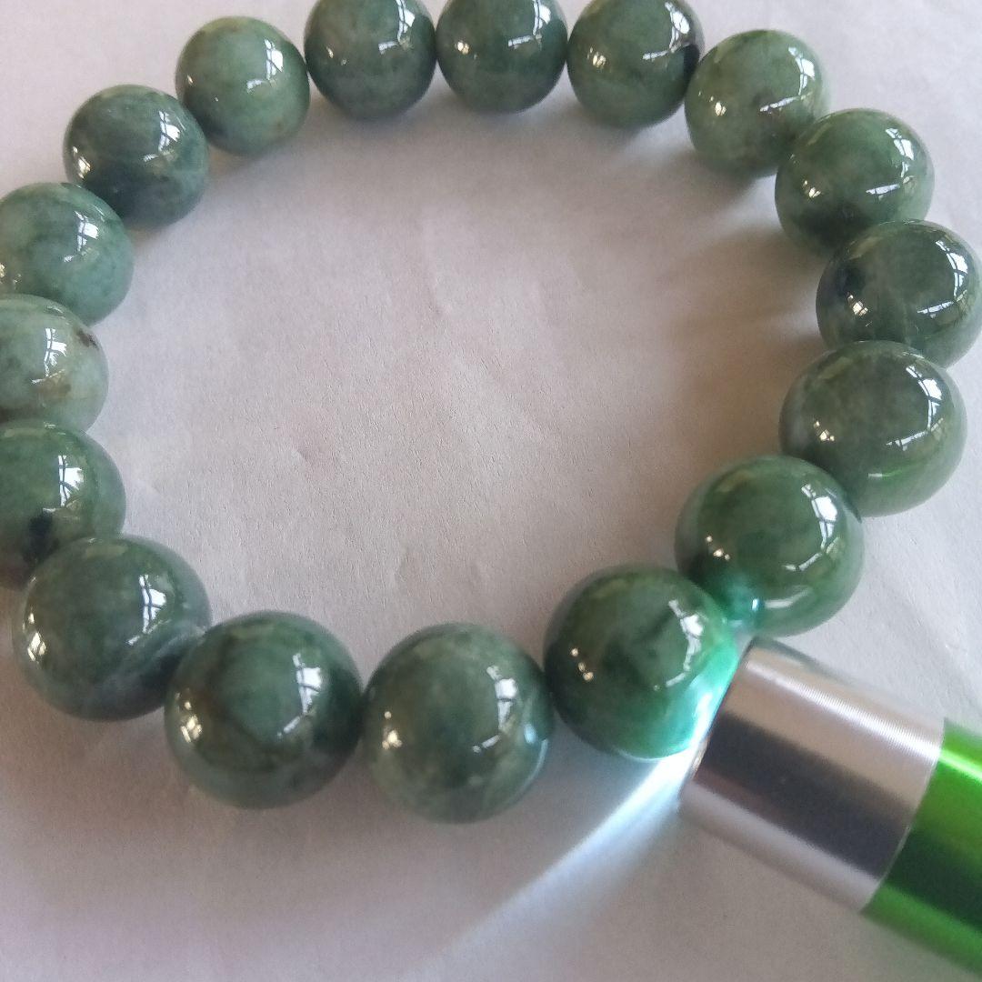 アップルパイ)希少、最上級品、国石、)糸魚川翡翠ブレスレット、12.5mm