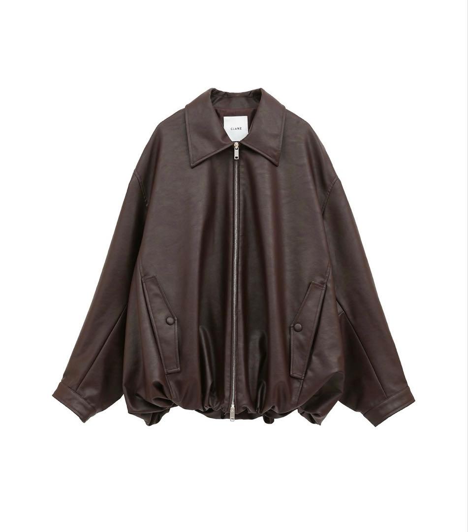 CLANE FAKE LEATHER BALLOON JACKET ブラウン