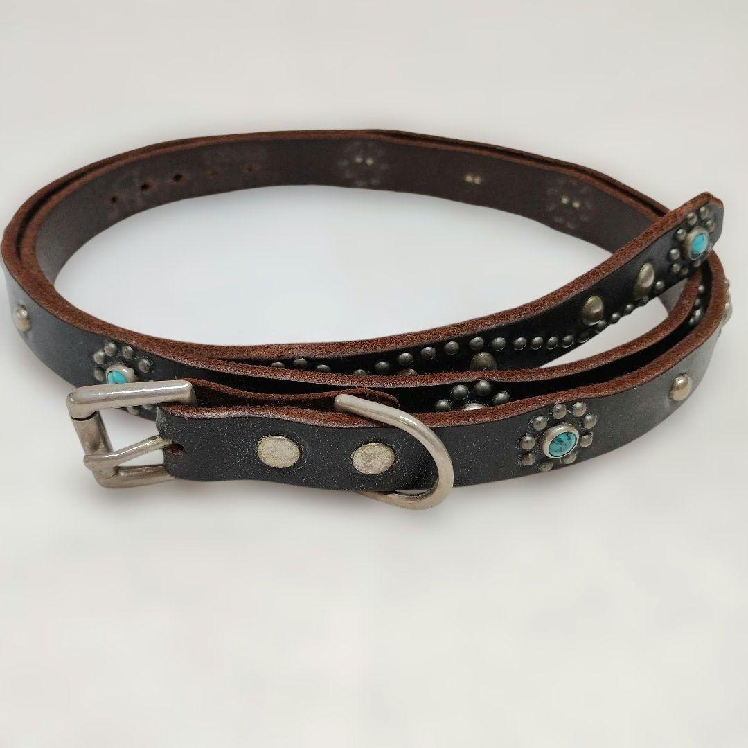 HTC × VICTIM　レザースタッズベルト　ブラック36