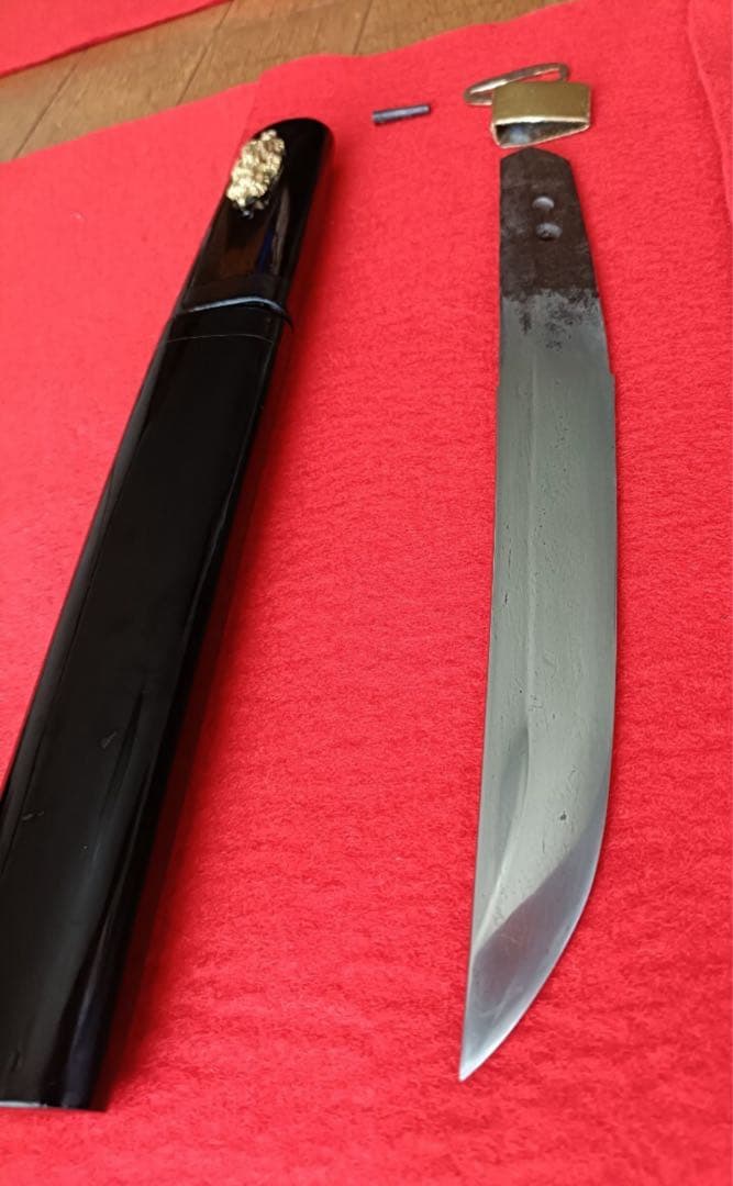 【短刀】 昇龍装飾鞘 刃渡り14.5cm運気呼ぶ守護刀❗️日本刀残欠リメイク玉鋼刀