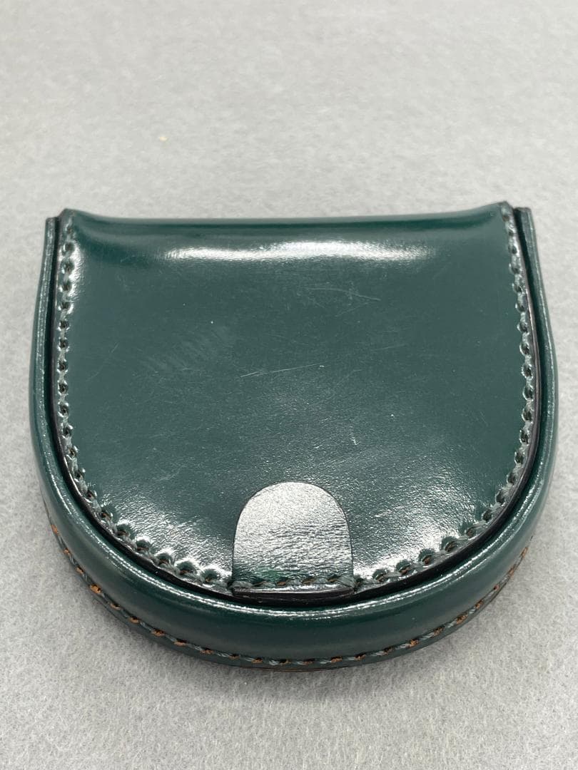 【未使用】ケース　コードバン　馬蹄形　小銭入れ　ダークグリーン