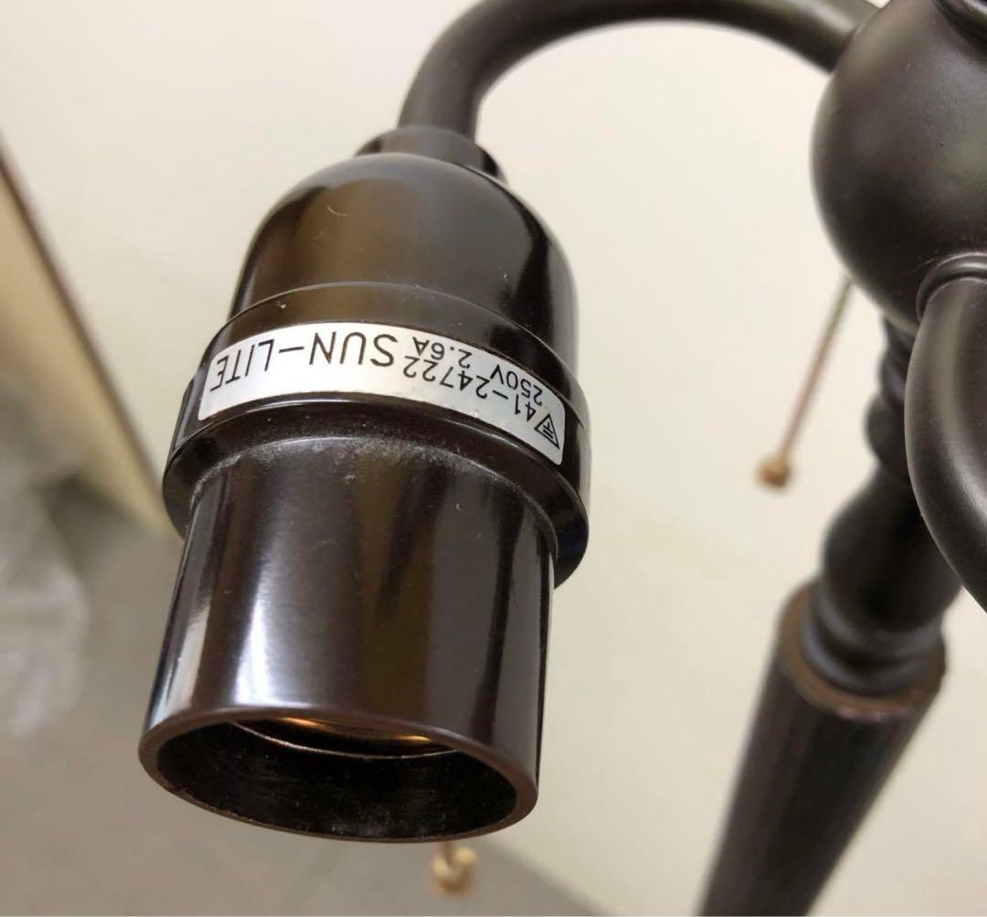 e703- ステンドグラスランプ　トンボ柄 3灯