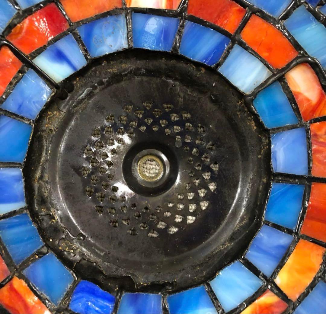 e703- ステンドグラスランプ　トンボ柄 3灯