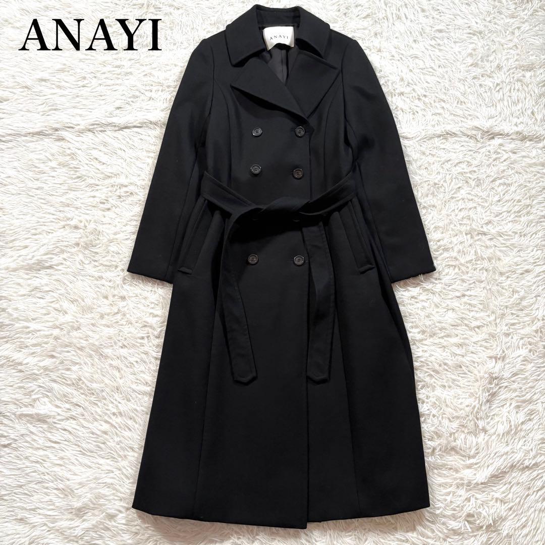 美品✨アナイ　カシミヤ100% トレンチコート　ウール　ブラック