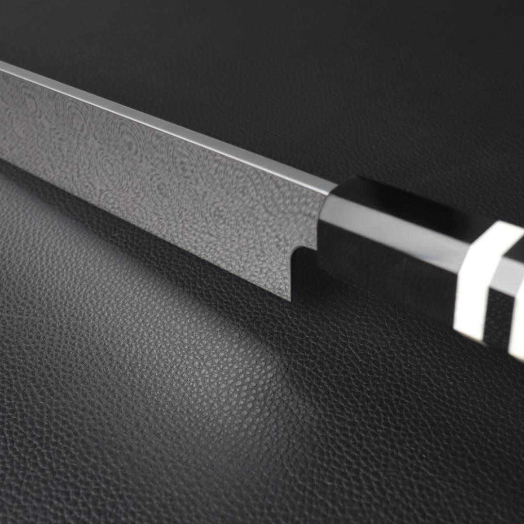 9630marlboro-1188ダマスカス切付包丁尺海流紋黒檀水牛八角柄