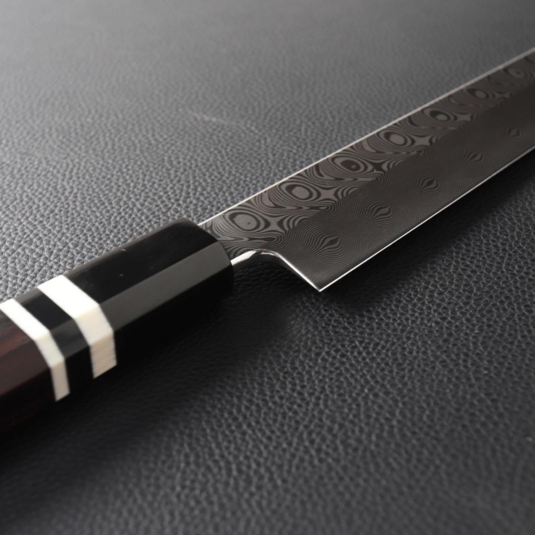 9630marlboro-1188ダマスカス切付包丁尺海流紋黒檀水牛八角柄