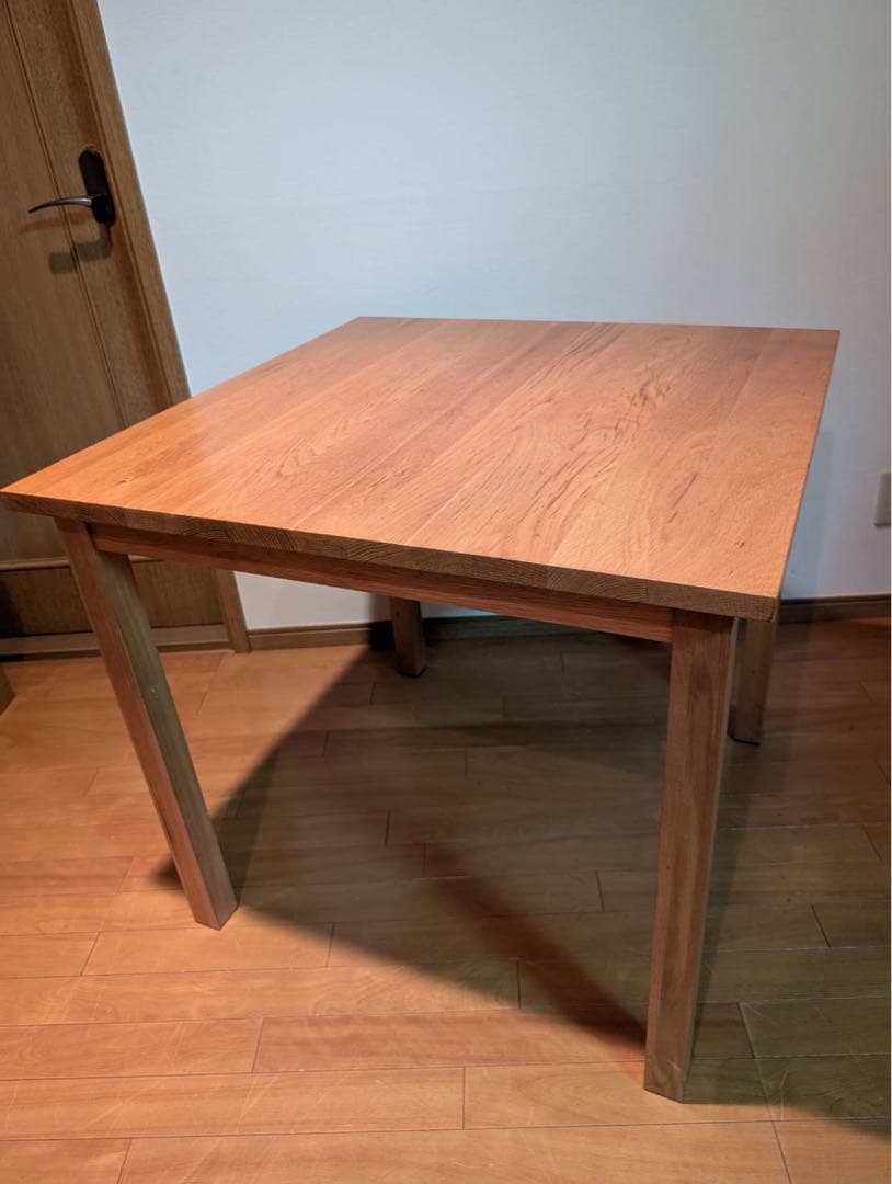 ■送料込■無印良品 正方形 木製デスク 天然木 タモ材 廃盤 机 ダイニング