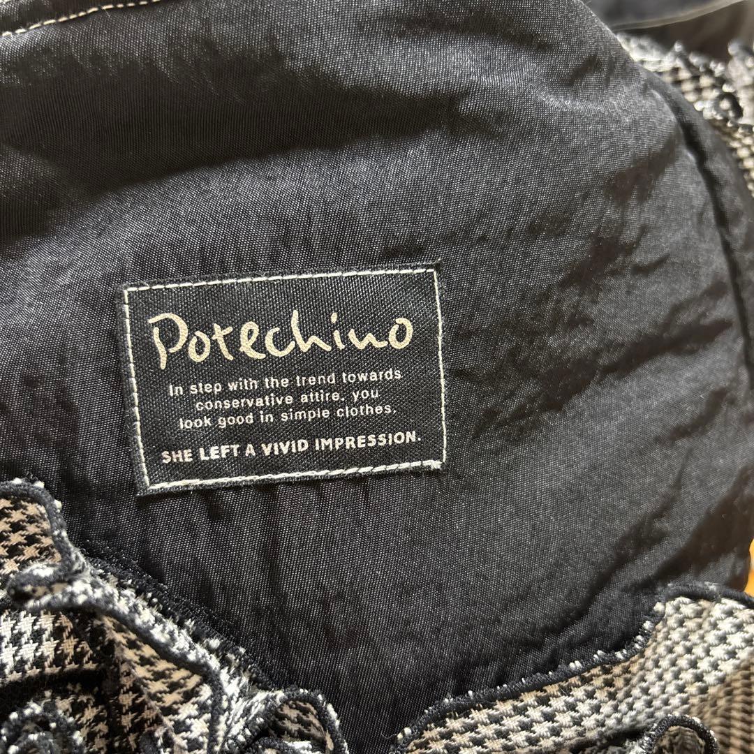 【POTECHINO】ポテチーノ さえら ボストン 旅行バック 花モチーフ　黒