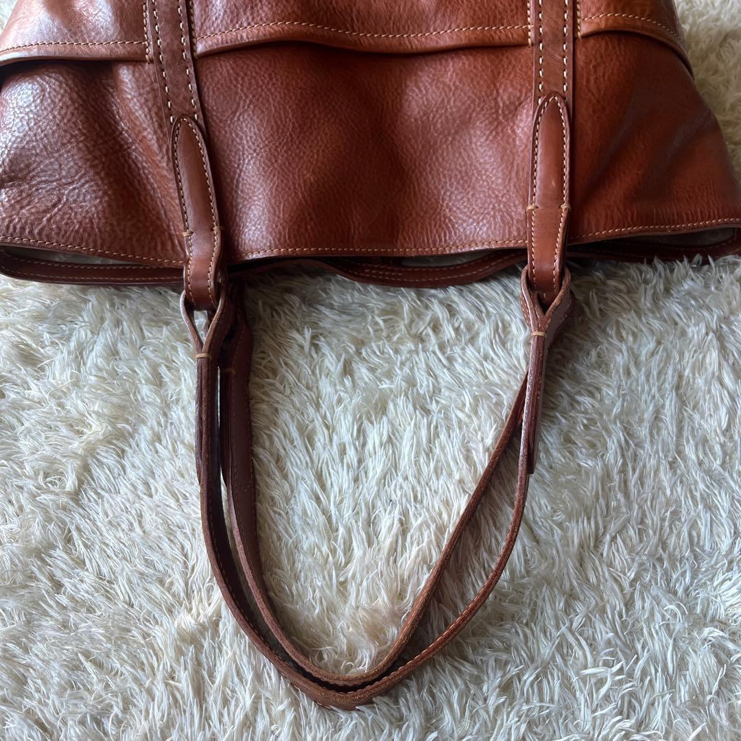 美品　genten ゲンテン　トートバッグ　牛革　工具ロゴ　肩がけ　大容量