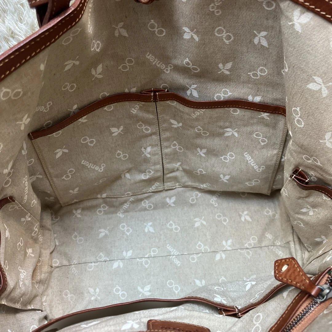 美品　genten ゲンテン　トートバッグ　牛革　工具ロゴ　肩がけ　大容量