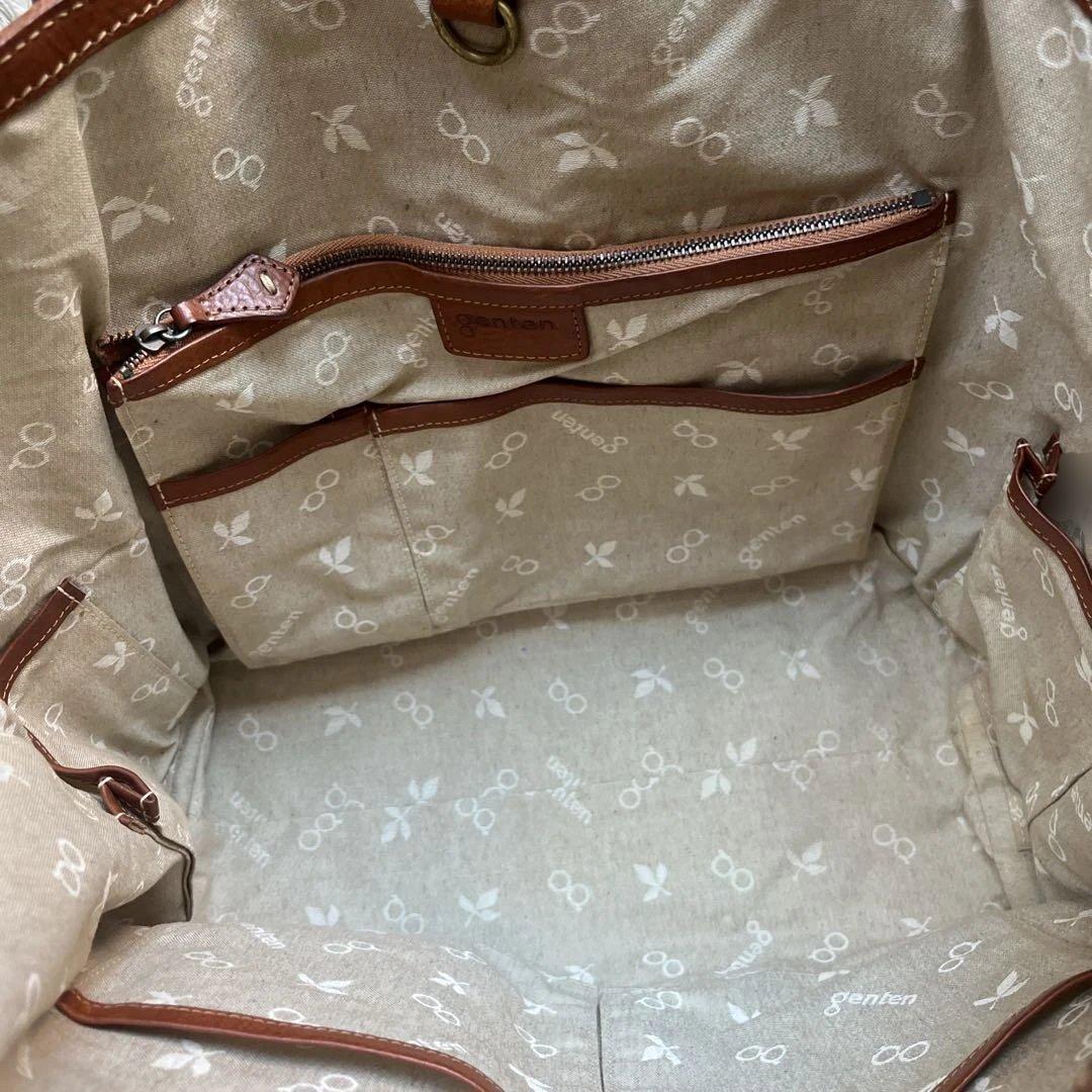 美品　genten ゲンテン　トートバッグ　牛革　工具ロゴ　肩がけ　大容量