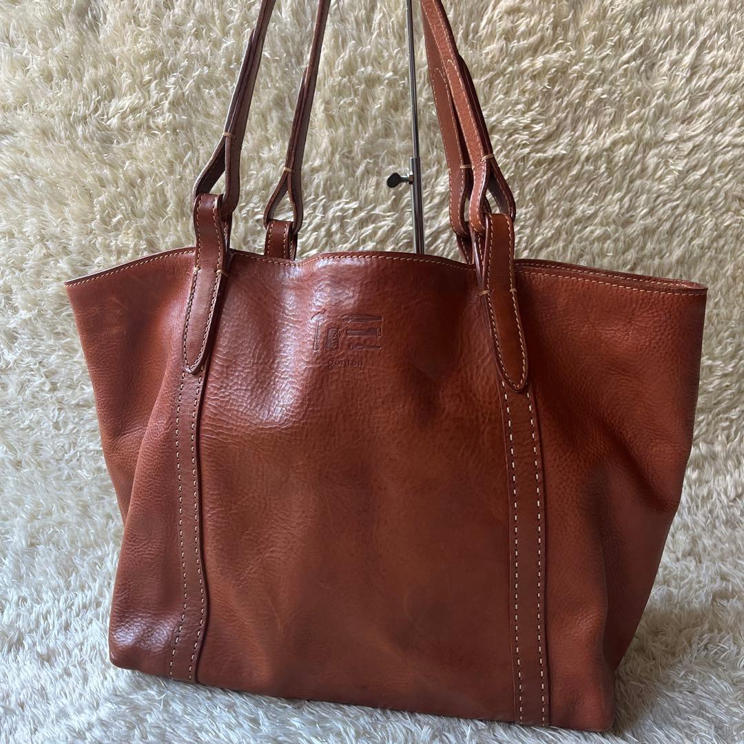美品　genten ゲンテン　トートバッグ　牛革　工具ロゴ　肩がけ　大容量