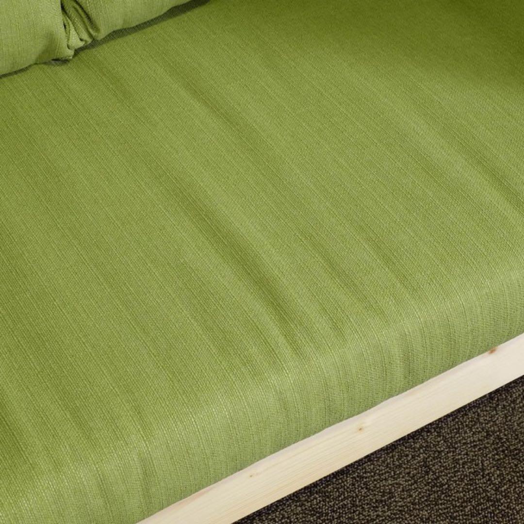 J新品 北欧 パイン材 ソファベッド グリーン セミシングル すのこ カントリー