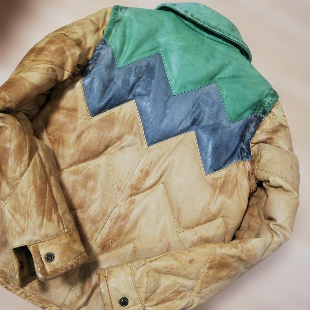 極上 Schott レザーダウンジャケット ダウンベスト