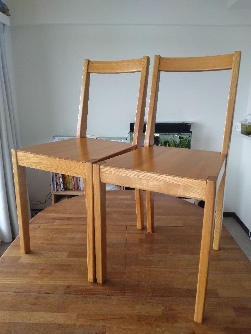 【てつのつるぎ】MUJI無印良品 タモ無垢材チェア2脚/ダイニング