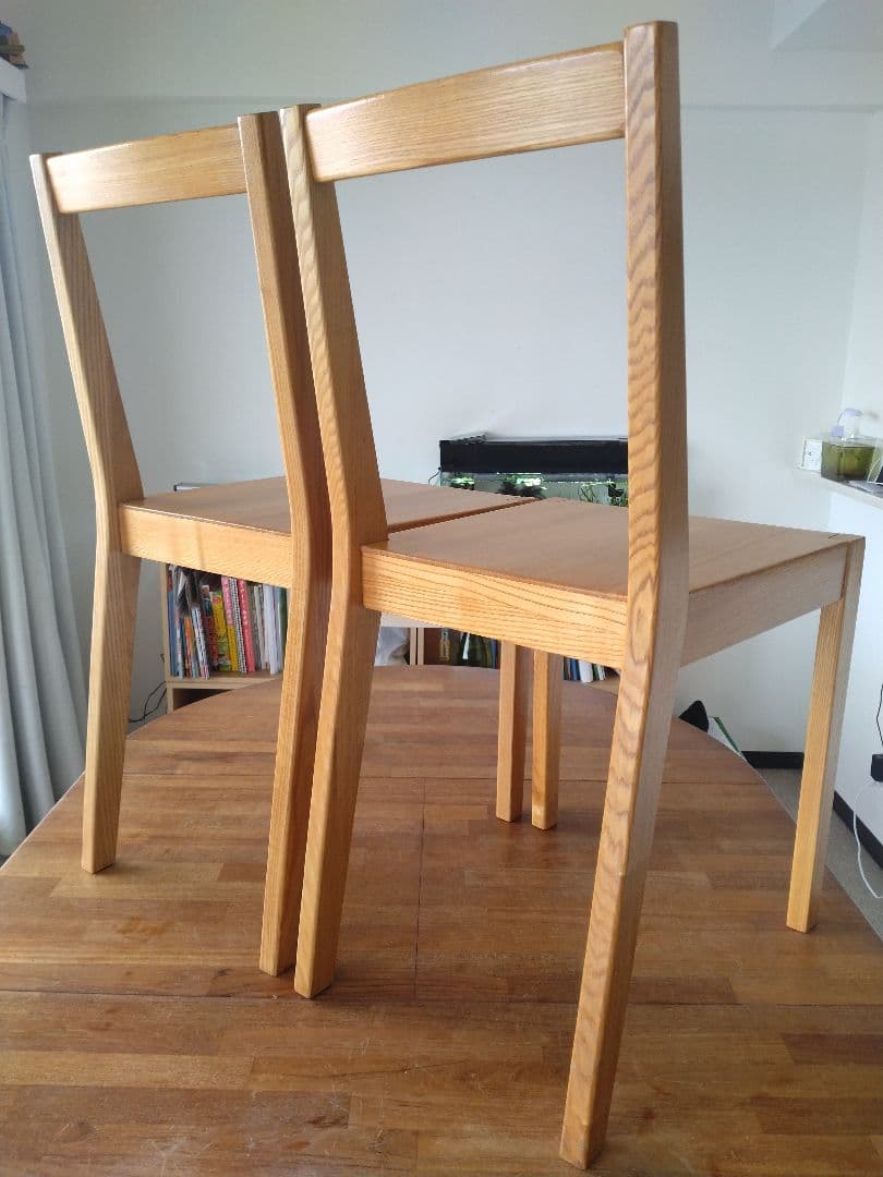 【てつのつるぎ】MUJI無印良品 タモ無垢材チェア2脚/ダイニング