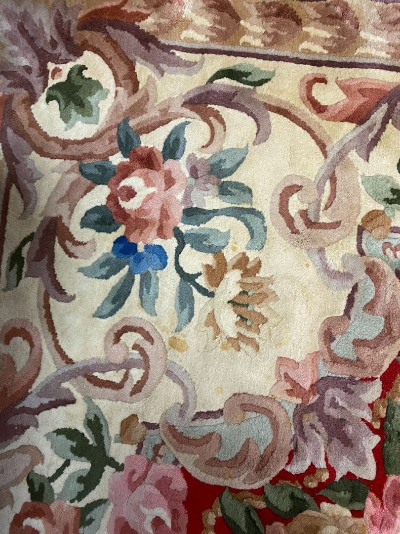 393 最高級手織り中国製ウール100% 緞通ラグ 約265cm × 263cm