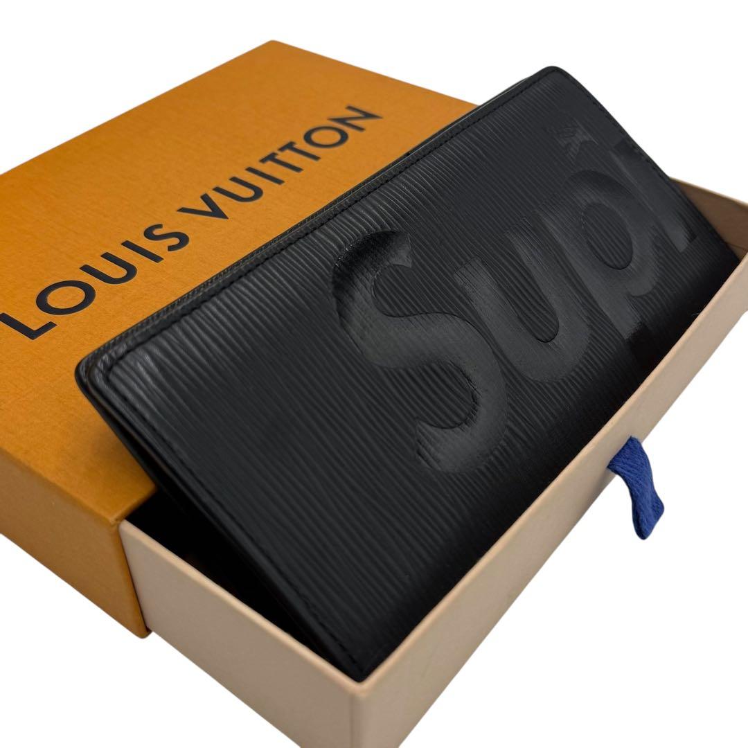 6155 美品 ルイヴィトン×シュプリーム エピ ブラザ 23AW 長財布 黒色