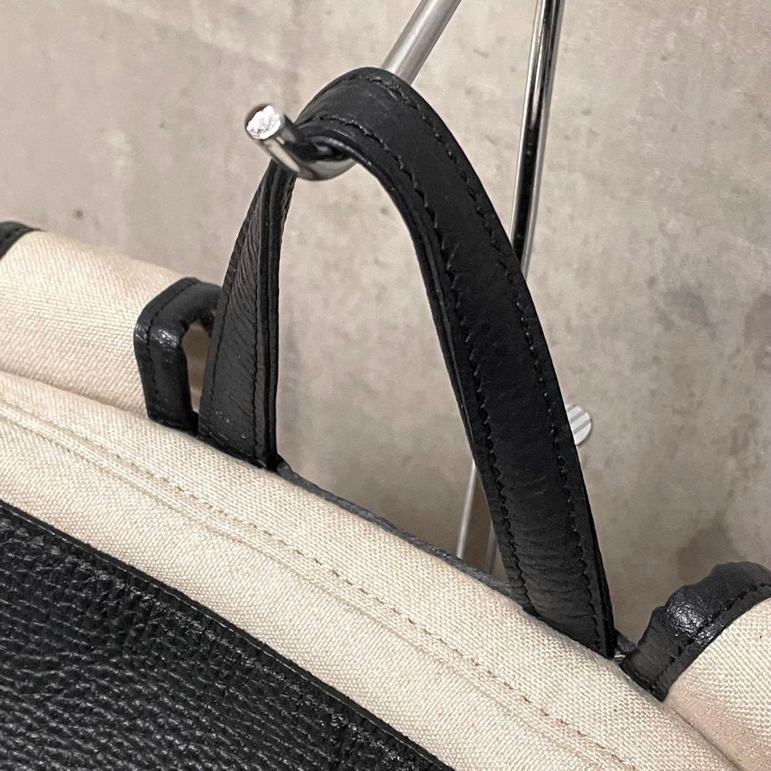 アタオ リュック バックパック マッシュルーム リネン レザー バイカラー 金具