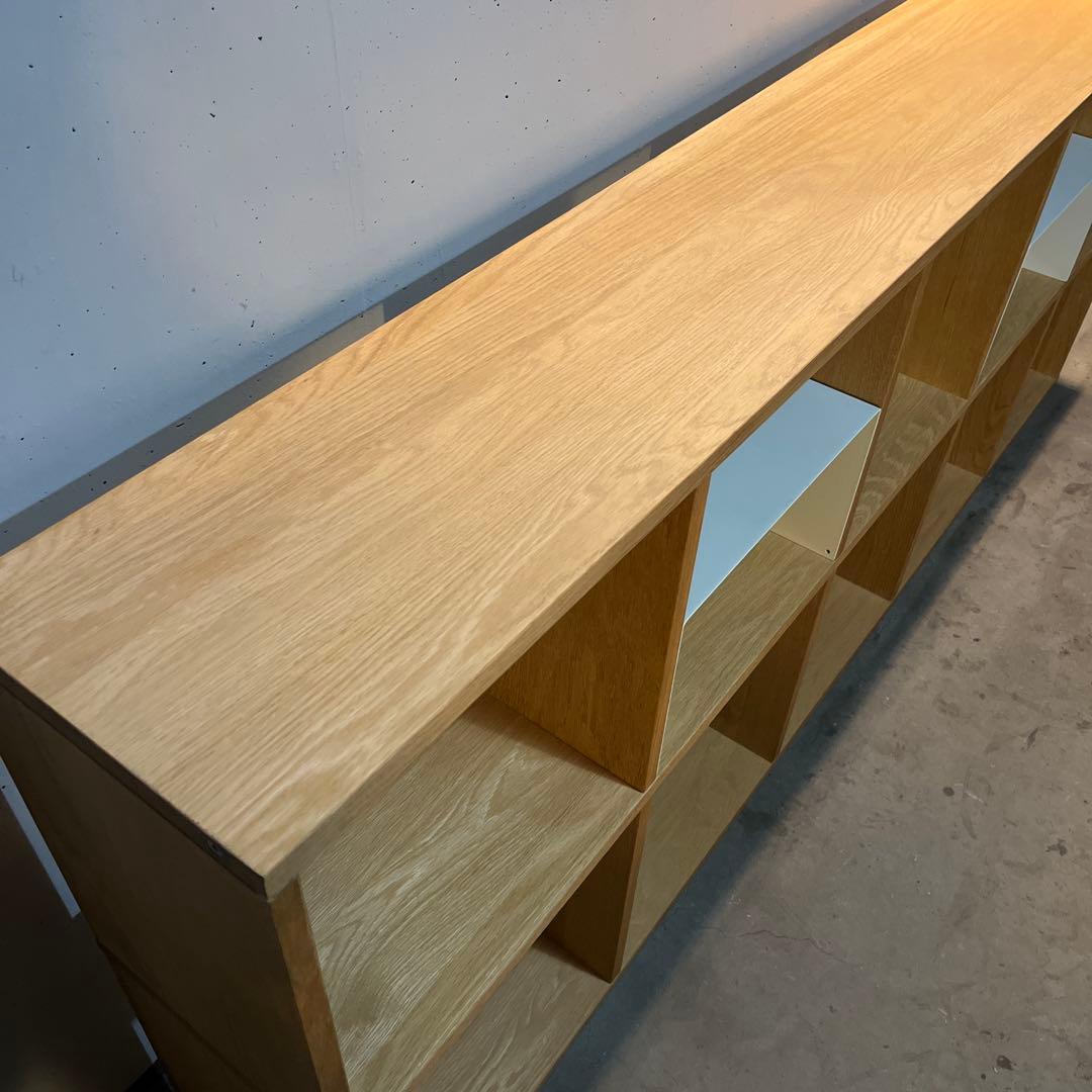 無印★スタッキングシェルフセット・５段×２列・オーク材 コの字棚２個付