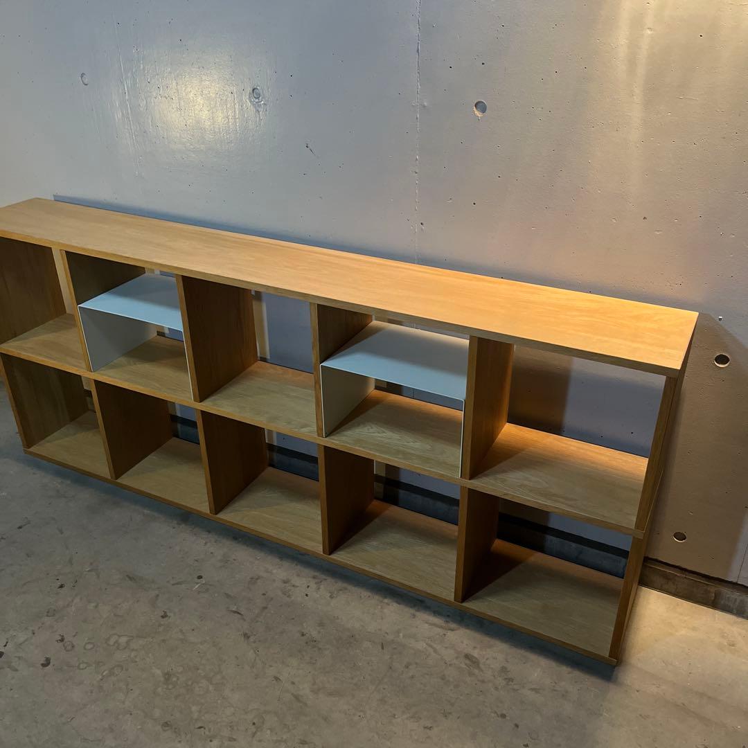 無印★スタッキングシェルフセット・５段×２列・オーク材 コの字棚２個付