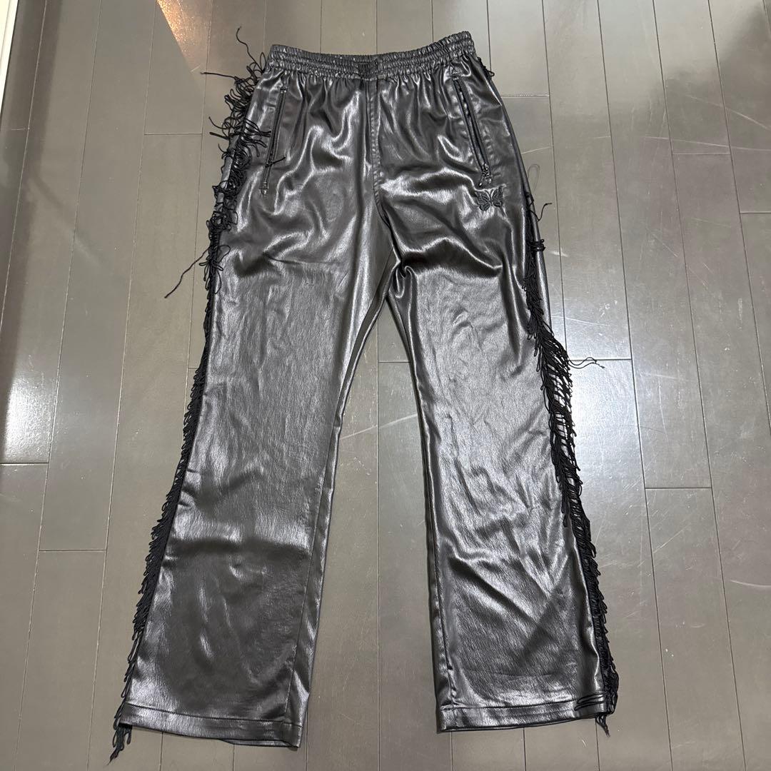 Needlesフリンジ付き黒合成皮革パンツ